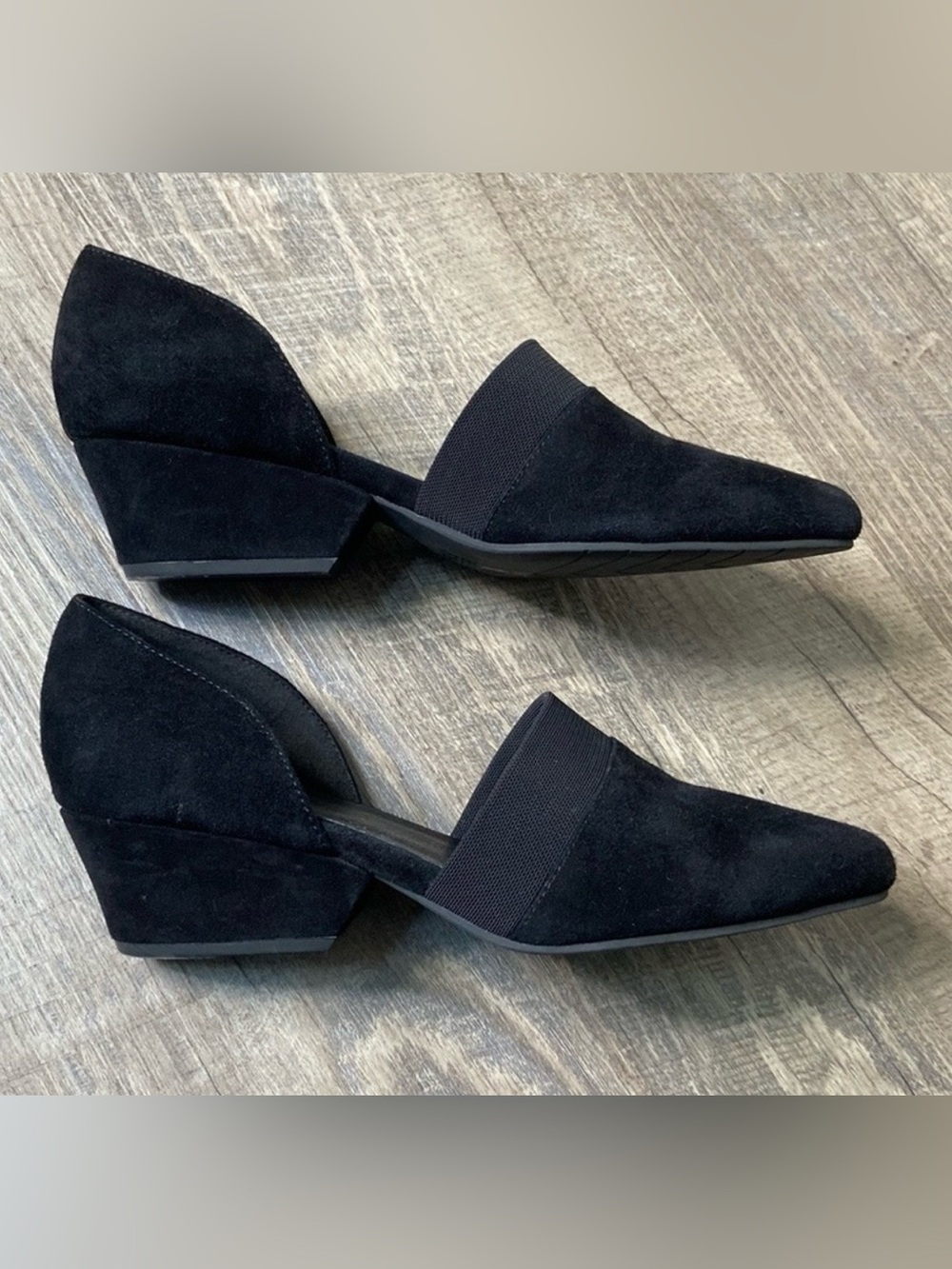 Eileen Fisher Hilly Suede D'Orsay Pumps, Size 8.5, Black